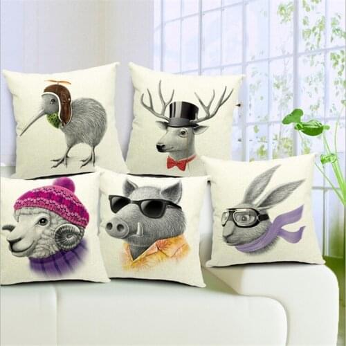 Sketch High Quality Kiwi Bird Cushion Cover Sheep Rabbit Boar Deer Pillowcase Home Decor Sofa Car Seat Decorative Throw Pillows