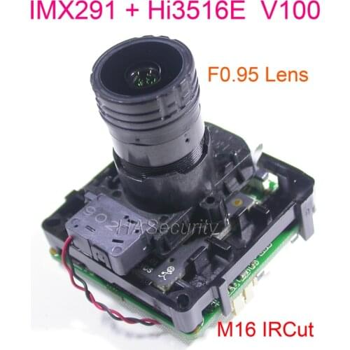 F0.95 Star Light Lens H.265 H264 1/2.8" STARVIS IMX291 CMOS + Hi3516E V100 IP camera PCB board module +LAN cable +IRC