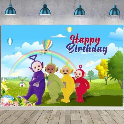 Teletubbies Backdrop Kids Birthday Party Custom Photo Background Baby Shower Photocall Decoration Banner Vinyl Studios Props