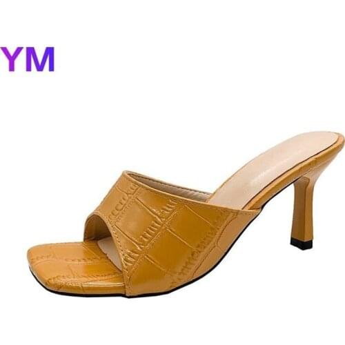 Gladiator 2021 Brand Design Women Elegant Square Toe Sandaly Thin High Heels 7CM Summer Outdoor Beach Shoes Ladies Sandals 35-43