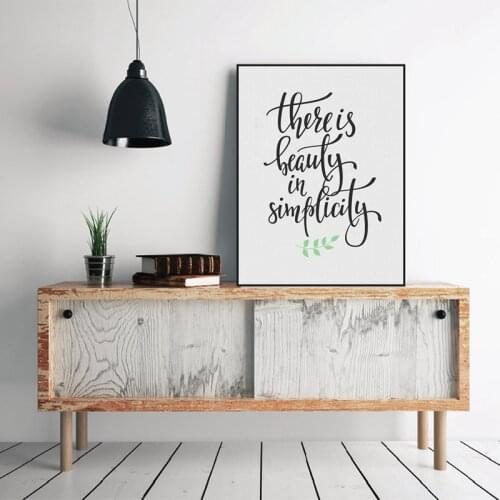 There is beauty in simplicity Quote Art Wall Prints Simple Life Canvas Painting Poster Living Room / Bedroom Art Modern Decor