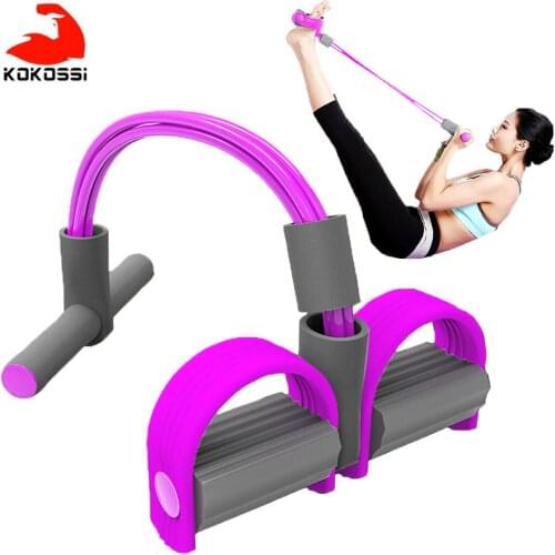 KoKossi Indoor Fitness Resistance Bands Exercise Equipment Elastic Sit Up Pull Rope Gym Workout Bands 4 Tube Pedal Ankle Puller