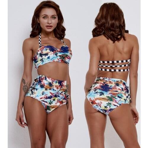 Look Thin Underwire Bikini Set Two Pieces Women Beach Seaside Vacation Vest Split Triangle Swimsuit New Printing Swimwear Bather