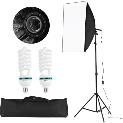 Professional Studio Photography Light Kit Including 50*70cm Softboxes with 150W 5500K Light Bulbs Light Stand Carry Bag