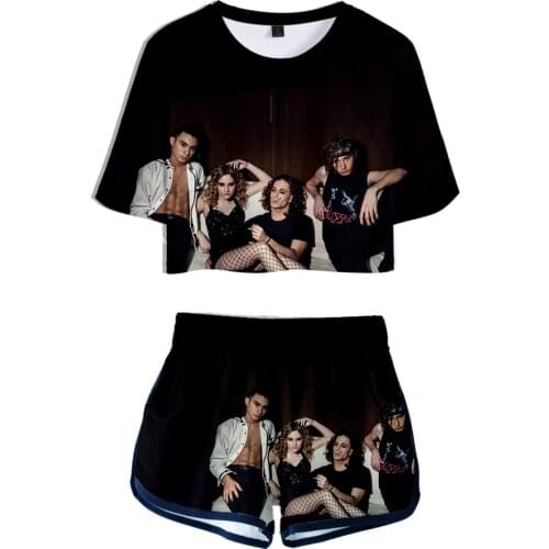 Maneskin 3D Summer unisex Sets Sexy Short Tops+shorts Elastic Waist Suit Vitality HIP HOP Punk style Women/Men Two Piece Sets