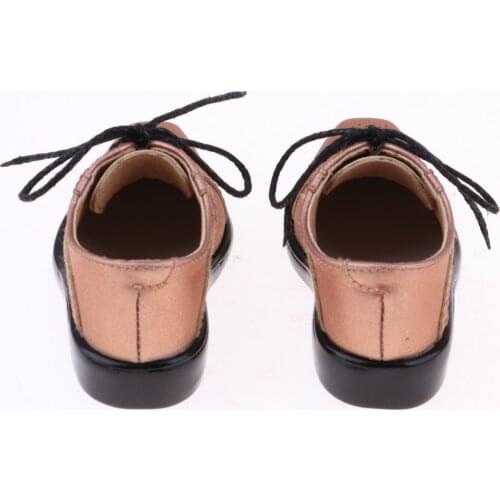 1/3 BJD SD17 Uncle Shoes Laced Leather Shoes for MSD SD DOD Ball Jointed Doll Outfit Champagne Color
