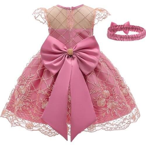 Hit the Color Summer Dresses Headband Gift Sequins Dress for Girls New Macrame Baby Girl Dress Infant Toddler Big Bow Costume