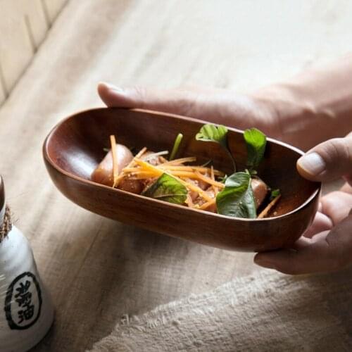 Multi-purpose Wooden Sushi Plates Japanese Style Dried Fruit Dish Solid Wood Tableware Food Serving Desserts Holder Tray Y5JC