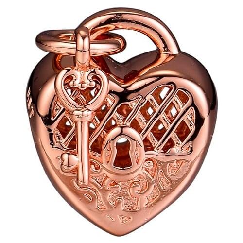 Trendy 100% 925 Sterling Silver Rose Gold Love You Lock Heart Charms Beads Fits Original Bracelet DIY Jewelry Making Berloque