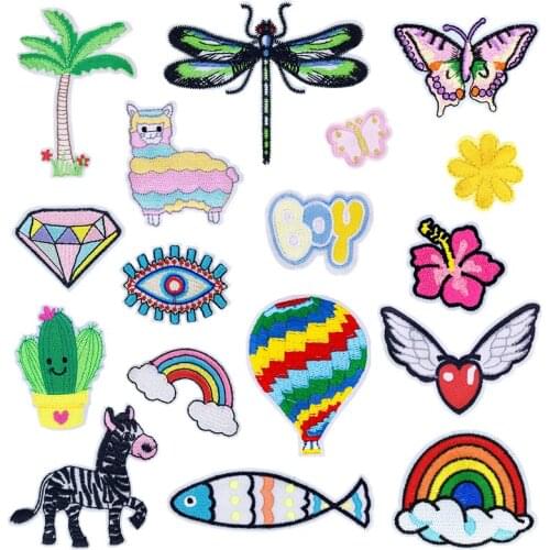 Cartoon Hot Air Balloon Rainbow Embroidered Cloth Stickers Clothing Decorative Patch Sticker Accessories Badge Cloth Label