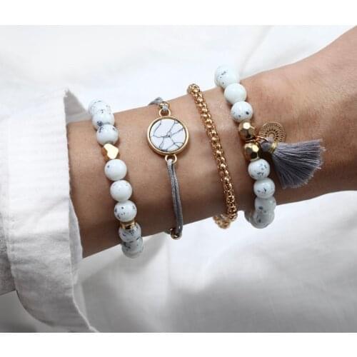 18 Styles Bohemian Bracelet Set For women Shell Star Map lotus pineapple Heart Natural stone Beads chains Bangle Jewelry 2020