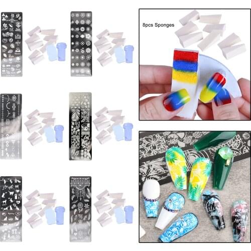 Nail Art stamp Plate Stamping Template Set Stamper Scraper Kit Flower Leaf Geometry Transfer Stencils Jelly Stamper Nail Printer