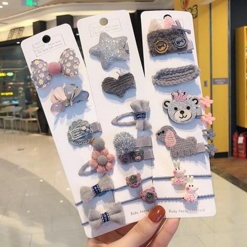 24pcs/Gift Unicorn Pattern Box Set Children Girl Hair Clip Band Cartoon Animals Hair Clips Girls Cute Rabbit Baby Girl Hairpins