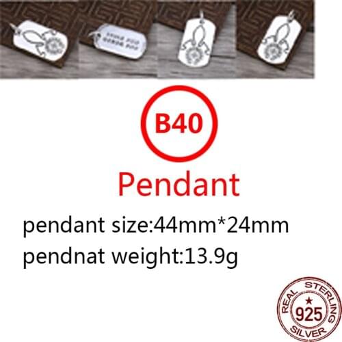 B40 925 sterling silver pendant retro personality punk hip hop style horseshoe cross tag shape jewelry for friends new hot