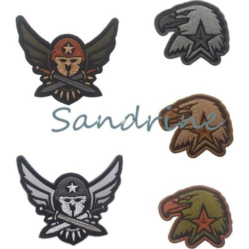 Five star hawk head Spartan helmet Military Army Tactical Embroidery Patches For Clothes Clothing Emblem Badges