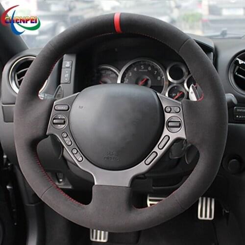 DIY Hand-stitched Anti-Slip Black Suede Car Steering Wheel Cover For Nissan GTR GT-R (Nismo) 2008-2016 Car Interior Decoration