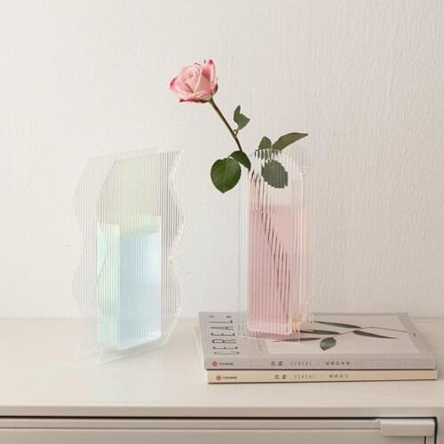 Cutelife Nordic Large Transparent Acrylic Flower Vase Hydroponic Living Room Home Decoration Vase Geometric Wedding Plant Vase