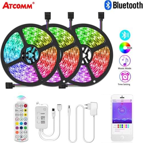 LED Strips Lights Smart Bluetooth 5M 10M 15M LED Strip 5050 RGB BackLight Diode Tape Voice Music Remote Control LED Strip Light