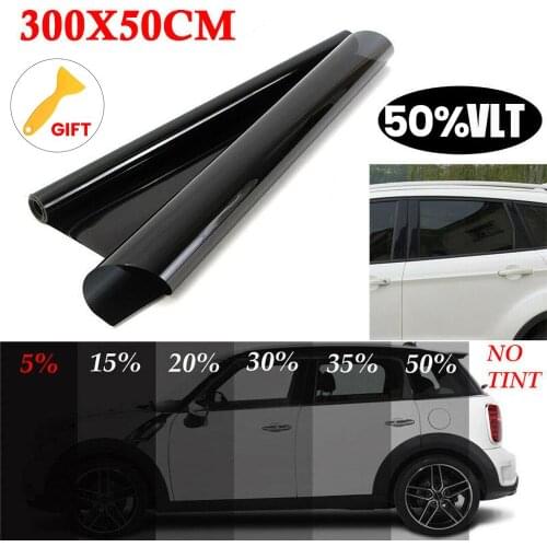 300*50cm 50% VLTBlack Auto Car Home Window Glass Building Tinting Film Roll Side Window Solar UV Protection Sticker