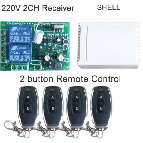433Mhz Universal Wireless Remote Control Switch AC 250V 110V 220V 2CH Relay Receiver Module and 4pcs RF 433 Mhz Remote Controls