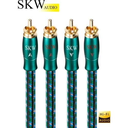 SKW High End Hifi OFC RCA Cable 2RCA to 2RCA Male To Male Audio Cable Fit For Car Audio CD DVD Player Connect To Power Amplifier