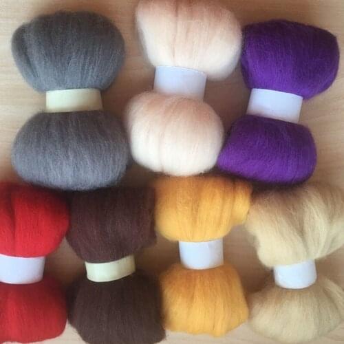 WFPFBEC wool for felting 70g 7colors 10g/color wool roving fiber needle felt