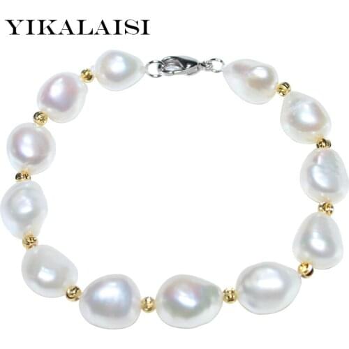 YIKALAISI 2017 10-11 mm 100% Natural Pearl Bracelet Baroque Pearl Jewelry 925 sterling silver jewelry For Women wedding gifts