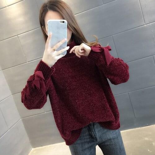 Blouse Thicke Warm Top Female Turtleneck Chenille Knit Sweater Pullover Women 2021 New Autumn Winter Clothes Solid Loose Lazy