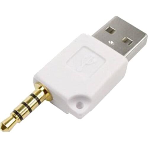 1pc White USB 2.0 Male to 3.5mm Male Data Sync Charger Adapter Connector for iPod Shuffle 2nd 3rd