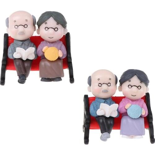 1PC Dollhouse Fairy Garden Micro Landscape Ornament Bonsai Miniatures Toy Couple Dolls Grandparents Figurines Home Decor