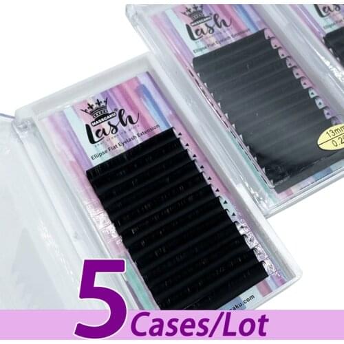 5pcs/lot MASSCAKU Sell 12rows/case Faux Matte Black Lash flat ellipse eyelash extension De Pestanas Planas Synthetic Eyelash