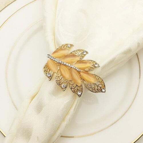 6pcs Hotel metal leaf napkin buckle golden napkin ring maple leaf napkin ring napkin ring
