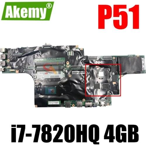 Akemy For Lenovo Thinkpad P51 Laptop Motherboard CPU i7-7820HQ GPU 4GB Tested OK FRU 01AV362 01AV361 01AV363 01AV373 01AV371