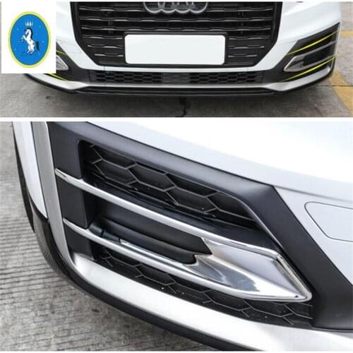 Yimaautotrims Auto Accessory Front Fog Lights Foglight Lamp Eyelid Eyebrow Strip Cover Trim ABS Fit For Audi Q2 2017 - 2020