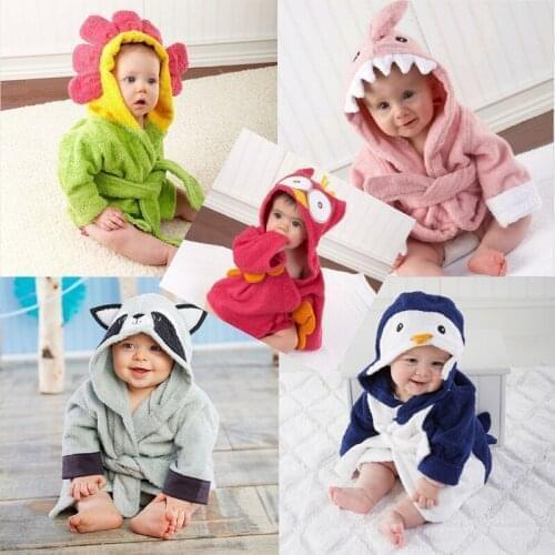 Newborn Cartoon Animals Bathrobe Baby cotton Bath Towel Hood Girls Boys Bathrobe Kids Soft Towels Robe Baby Receiving Blanket