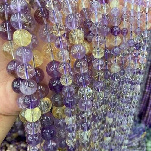 6-14mm Natural Ametrines Beads 15'' Round Purple Yellow DIY Loose Beads For Jewelry Making Beads Women Bracelet Necklace Gift