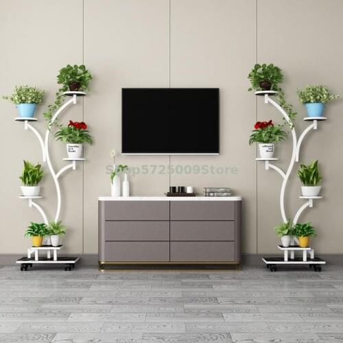 Living room household flower shelf multi-layer room built-in shelf space-saving new balcony decoration green radish orchid shelf