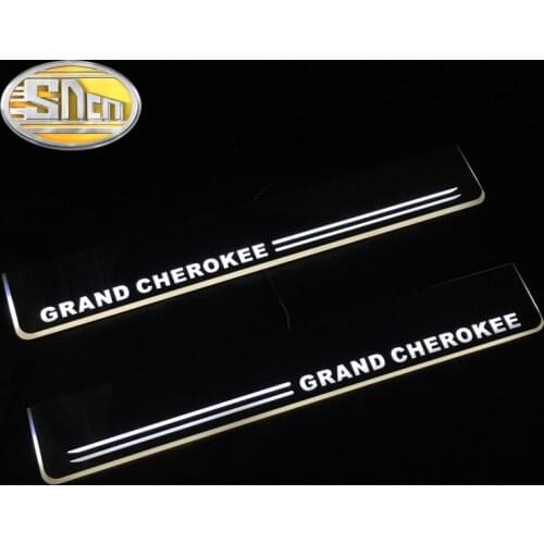 For Jeep Grand Cherokee 2015 2016 2017 2018 2019 Acrylic Moving LED Welcome Pedal Scuff Plate Pedal Door Sill Pathway Light