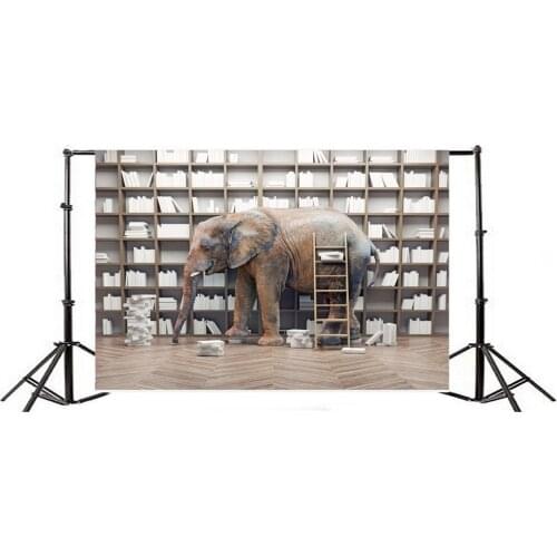 Photography Backdrop Bookshelf Library Study Room Ladder Elephant Ric Wood Floor Interior