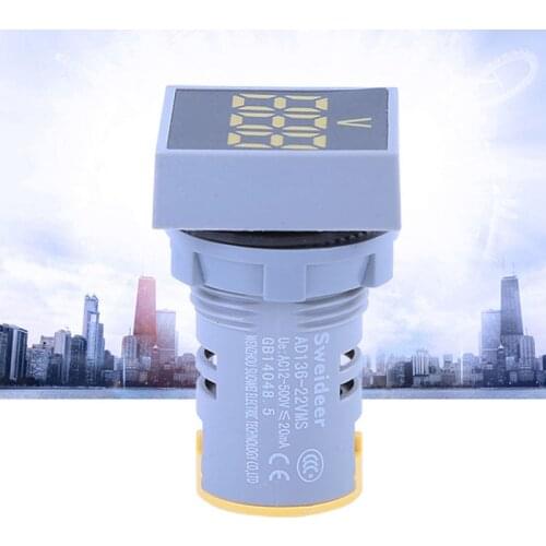 1Pc AD136-22VMS AC 24V-500V LED Digital Display Voltmeter Combined Indicator Light 22MM Signal Lamp Boat Lights Navigation
