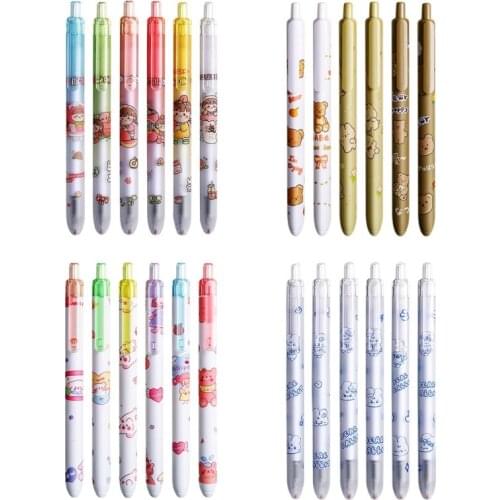 6 Pcs/Pack 0.5mm Retractable Gel Ink Pen Wax Sealed Gel Pens Black Retractable Gel Pen Great Gift for students Children