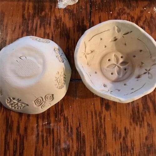 Pottery Tool Wooden Stamps Flower Grass Emboss Texture Block Polymer Clay Ceramic Diy Design Embossing Stamp Modeling Tool