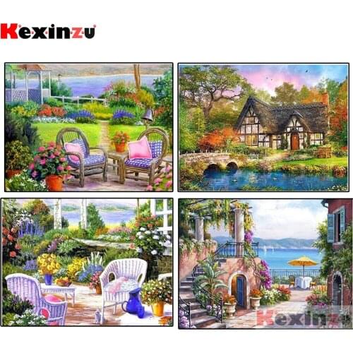 Kexinzu 5d Diamond Painting Full Square Landscape Diamond Mosaic Garden Diamond Embroidery Full Display Rhinestones Picture F81