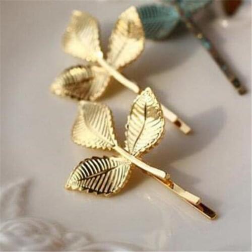 Leaves Hairpins Vintage Hair Clip Golden Leaf Hair Barrette Stick Hairpin Hair Styling Accessories for Women Girls Side Clip