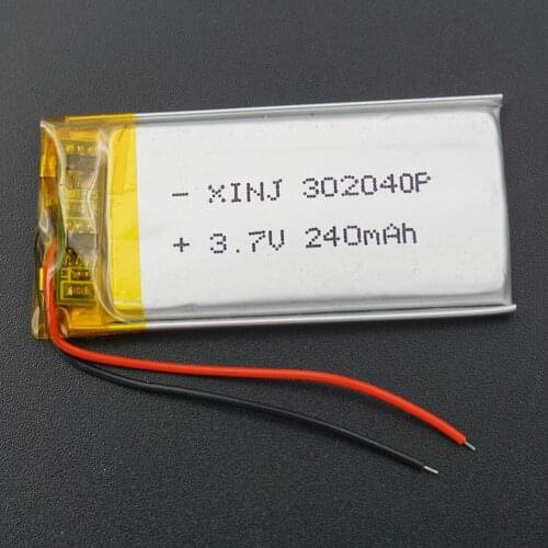 XINJ 3.7V 240mAh Lithium Polymer Rechargeable Battery Li ion li po cell 302040 For Camera DVR headphones E-book Driving recorder
