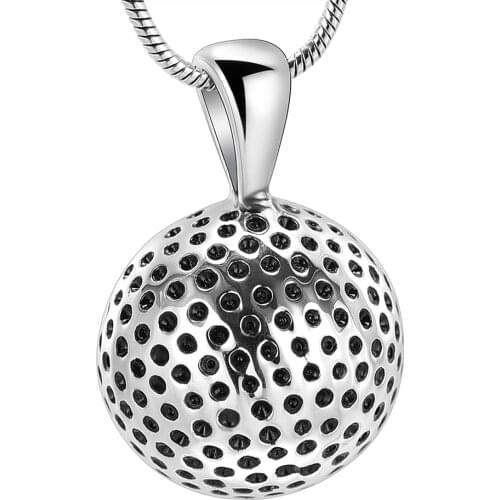 LL006 Stainless Steel 15mm Golfball Urn Necklace Free Engraving Memorial Locket Pendant For Ashes Keepsake Jewelry Women Men