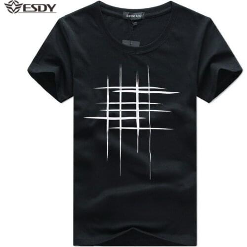Mens T-shirt Fashion Stripe Print Funny T-shirt Men Summer Casual Street Hip-hop Tee Shirt Male Tops