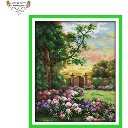 Joy Sunday The Garden Comer Home Decor F698(3) Counted and Stamped Flower Needlework Embroidery Cross Stitch Kit