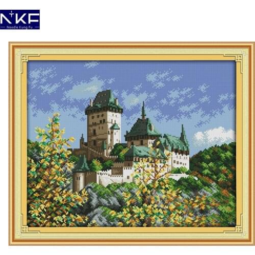 NKF The Beautiful Scenery of Poland Chinese Cross Stitch Pattern DIY Needlework Embroidery Scenery Cross Stitch for Home Decor