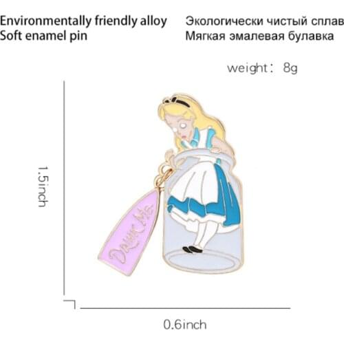 New 20Pcs Drink Me Princess Alloy Brooch Lapel Pin Action Figure Toy